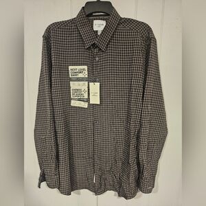 C-LAB NYC Slim Fit Plaid 4Way Stretch Dress Shirt Gray Sz XL 17-1/2 34/35 NWT